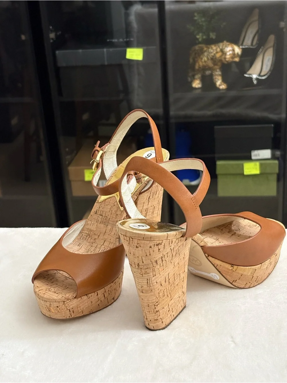 Michael Kors Natalia Open Toe Platform Sandal — Walnut, Size 9 Women shoes.